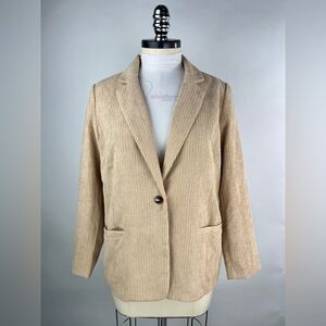 💚 2894. Corduroy Beige Blazer Jacket